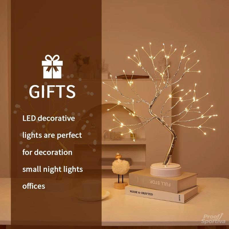 Exquisite Gold Leaf Tree Light with 72 LED Copper Wire String Lights Dual Mode Touch Switch for Valentine Room Bedroom Decorative Lamp