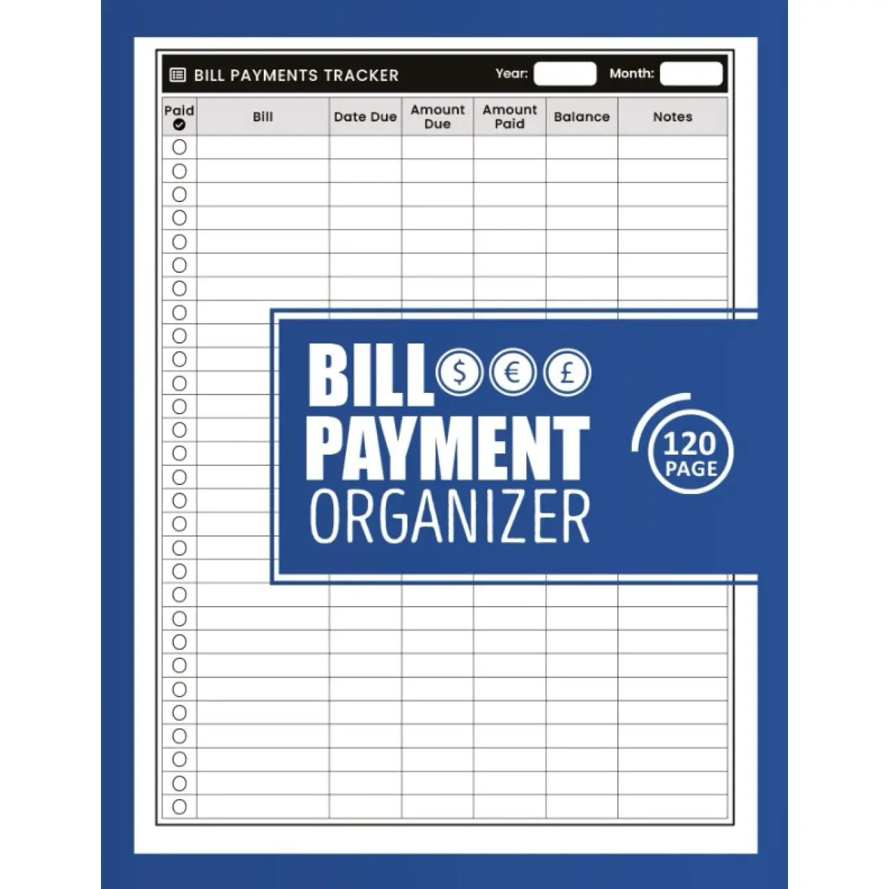 Bill Payment Organizer: Bill and Expense  | Monthly Bill Payment & Organizer | Simple  Budget Spreadsheet | Monthly Bill Payments Checklist ... Planner | (Vol 12) 120 Pages, Size 8,5x22 - Paperback