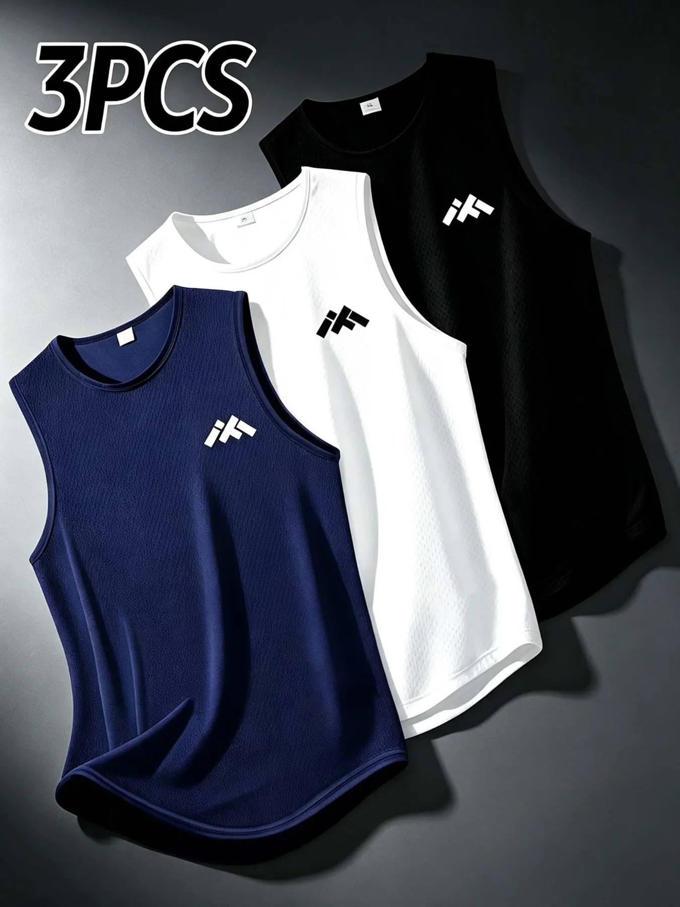 Men's Quick-Dry Sports Tank Top Set, Lightweight Breathable Moisture-Wicking, Ideal for Running, Workout, Leisure, 3-Pack, Sweat Wicking Vest