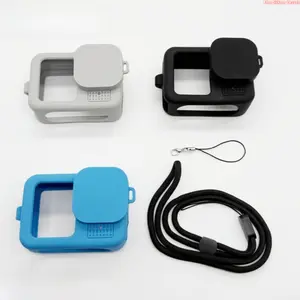 Soft Silicone Shockproof Protective Case Kit for GoPro Hero 13/12/11/10/9 Black - Full Wrap Frame Cover, Detachable Lens Cap, Anti-Lost Adjustable Neck Lanyard, Anti-Scratch Protection Outdoor Adventure Action Camera Accessory