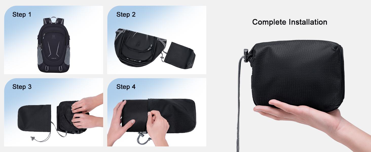 Backpack - Ultra Lightweight Packable Backpack for Travel Camping, Hiking Back Pack Waterproof Foldable Daypack for Men Women Black