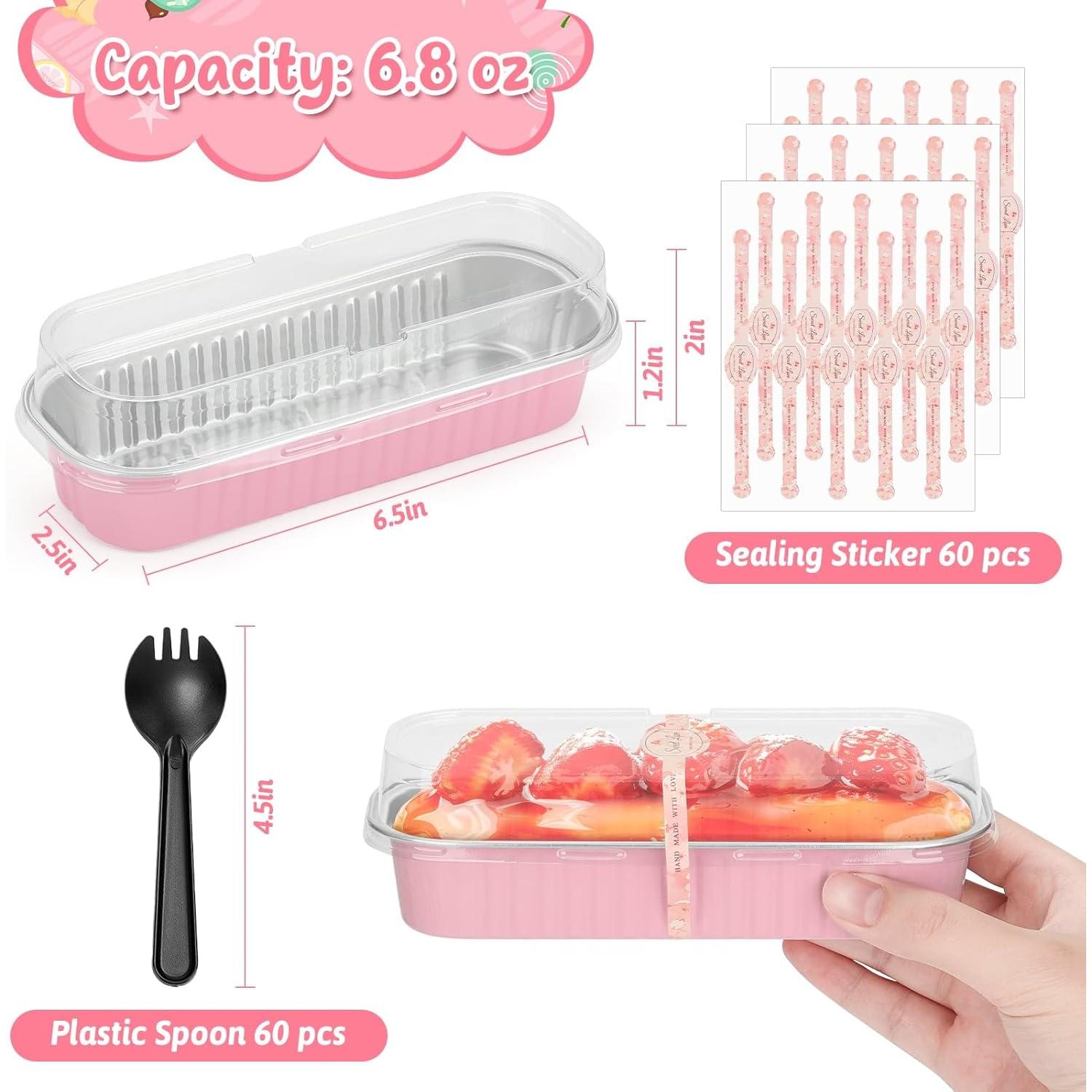 60 Pack 6.8oz Mini Loaf Baking Cake Pans with , Rectangle Disposable  Foil Loaf Baking Pans, Small Baking Cake Tins Cup Cake Containers for Thanksgiving Christmas Individual Cakes