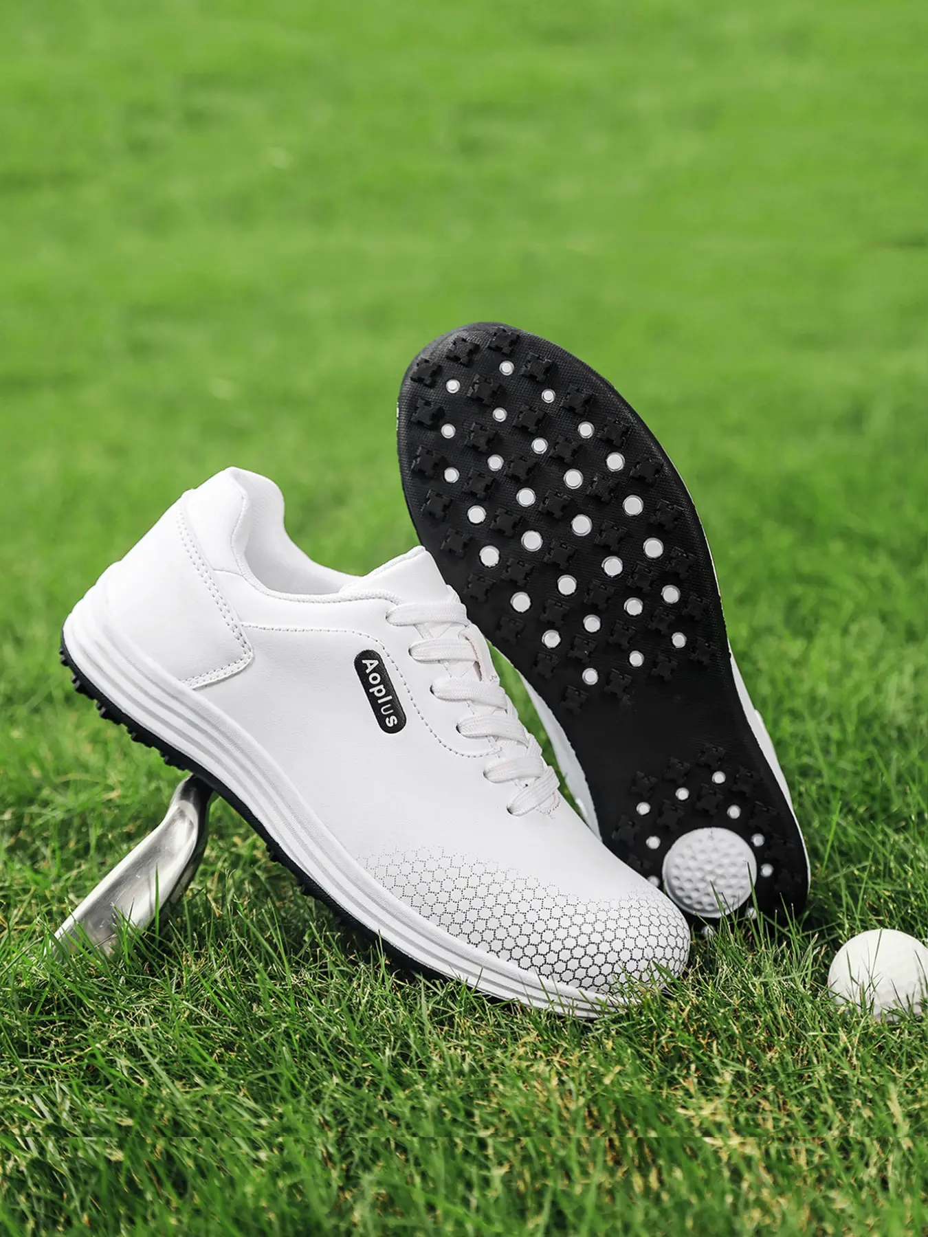 Men's Golf Shoes 2026 New Model, All-Season Low Top Lace-Up Round Toe, Anti-Slip Durable PU Leather, Waterproof Oil-Resistant Comfortable Sports Shoes