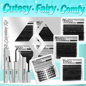 YIDUO 5-Style Eyelash Cluster Set: 60D /80D / 100D/Foxtail & Bottom Eyelash Extension Set, 5–16 mm, D-Curl With Lash Bond and Seal, Lash Remover，Lash Tweezers, DIY at Home Easily, Diy Volume Eyelashes