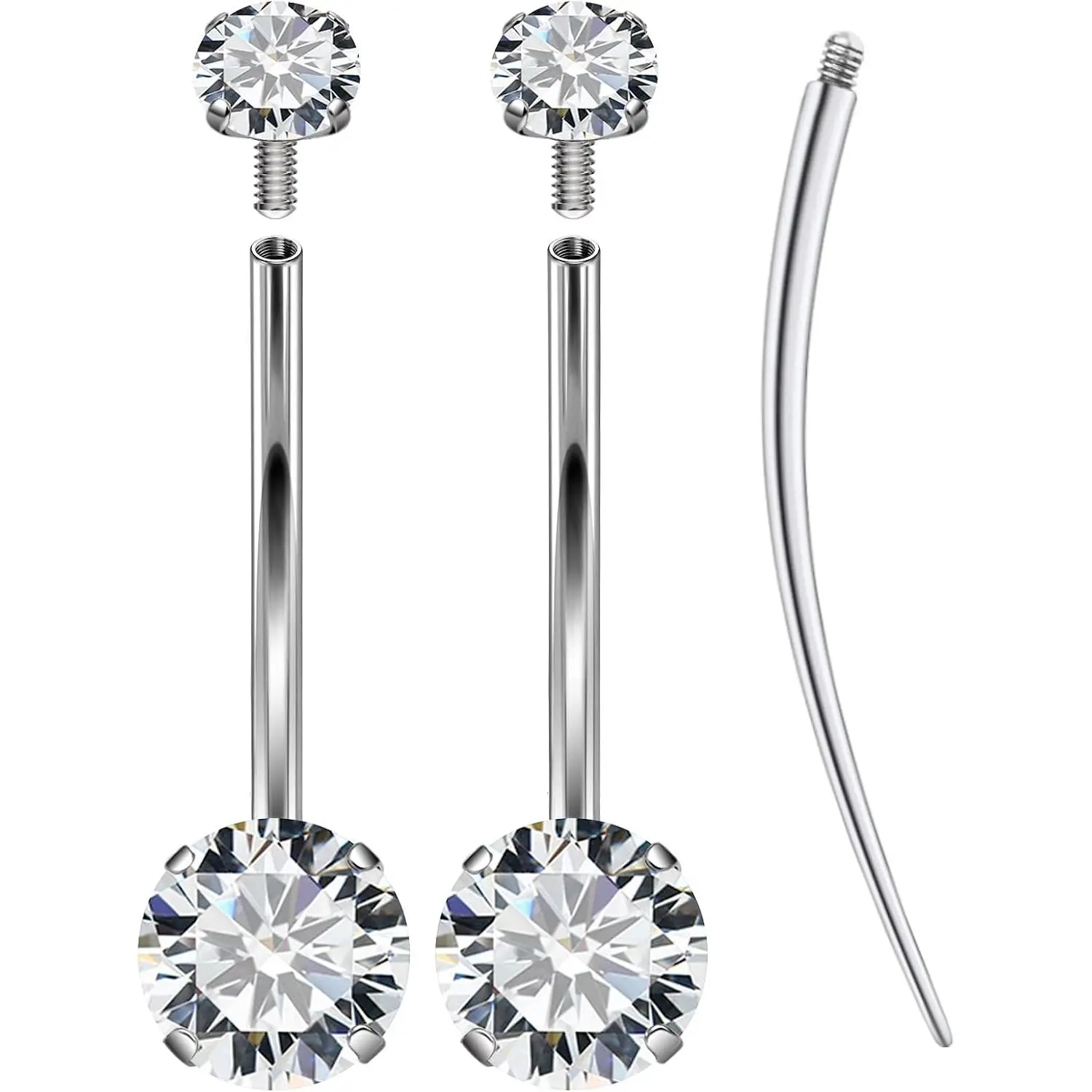 Belly Button Rings Surgical Stee, Extra-Long & Short Simple Internally Threaded Belly Rings, 14G Belly Piercing Jewelry,Navel Piercing Jewelry for Women Men 6mm 8mm 10mm 12mm 14mm 16mm