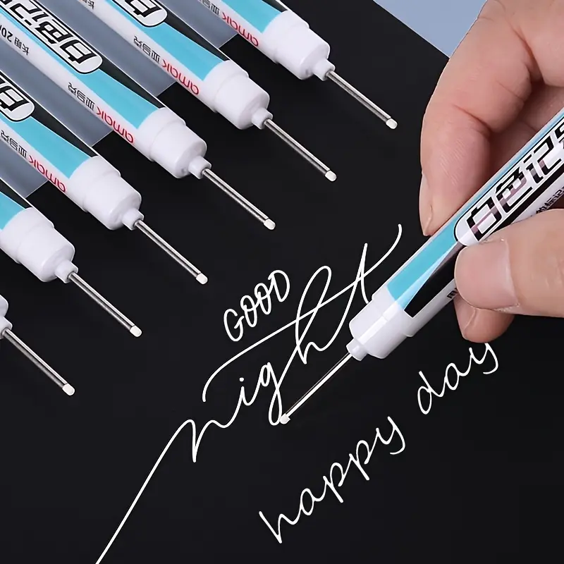 White Marker Pen (3 Counts), Quick Dry Marker Pen, Anti-fading Pen, DIY Craft Pen for Glass, Faux Leather, Wood, Metal, Drawing Markers