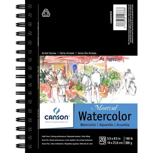 Canson Artist Series Montval Watercolor Paper Pad, 5.5x8.5 inch, Side Wire, 20 Sheets, (140lb/300g)
