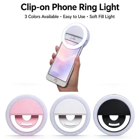 Portable Mini Clip-On LED Fill Light, USB Rechargeable Selfie Led Lights for Mobile Phones & Laptops, Ideal for Makeup, Zoom Meetings, Live Streaming & Vlogging