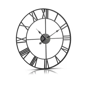 【DealsForYouDays】VEVOR Wall Clock, 24 in Wall Clock Roman Numerals, Battery Operated Non Ticking Silent Classic Decorative Round Clocks, for Living Room Bedroom Office Kitchen Dining Room Home Decor Farmhouse, Black
