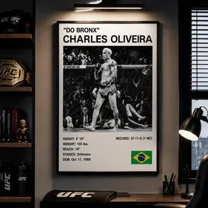 Charles Oliveira "Do Bronx" MMA Poster: Brazilian Fighter Art Print mma fight poster mma event poster Fight wall decor sports tribute poster Sports moment poster Athlete memorabilia poster canvas wall art print room decor gift