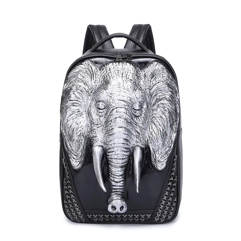 Guangzhou new men and women pu backpack 3D three-dimensional personality elephant computer bag Backpack for laptop
