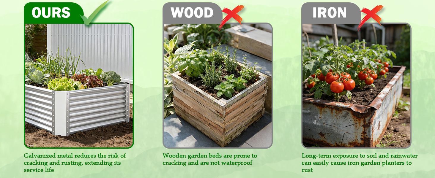 Galvanized Raised Garden Bed Kit Outdoor Patio,6x3x2ft Large Rectangular Metal Planter Boxes,Deep Root Box Planter for Gardening, Vegetables, Flowers, Herbs, 1 Pack, Silver