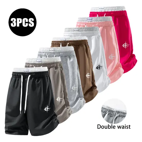 URMCZ Men's Athleisure Street Shorts - Solid Colors, Breathable Soft Blend, High-Stretch Adjustable Drawstring Waistband, Relaxed Fit Straight-Leg, Moisture-Wicking for Workouts & Lounging