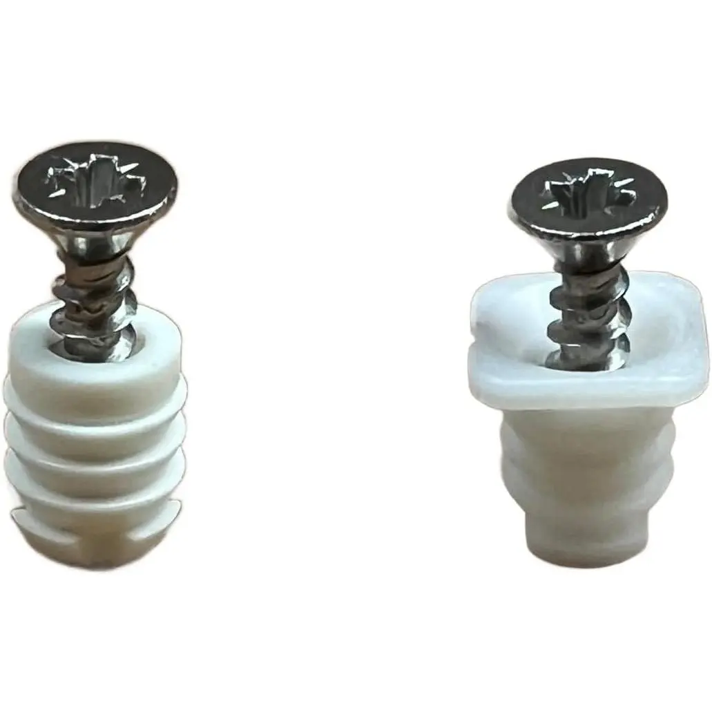 8mm Plastic Cabinet Hinge Dowel Inserts, Choose with Flanged or Non-Flanged Includes Screws and Bumpers/for Replacment and Repair of Cabinet Hinges 12 per Pack by  (Flange)