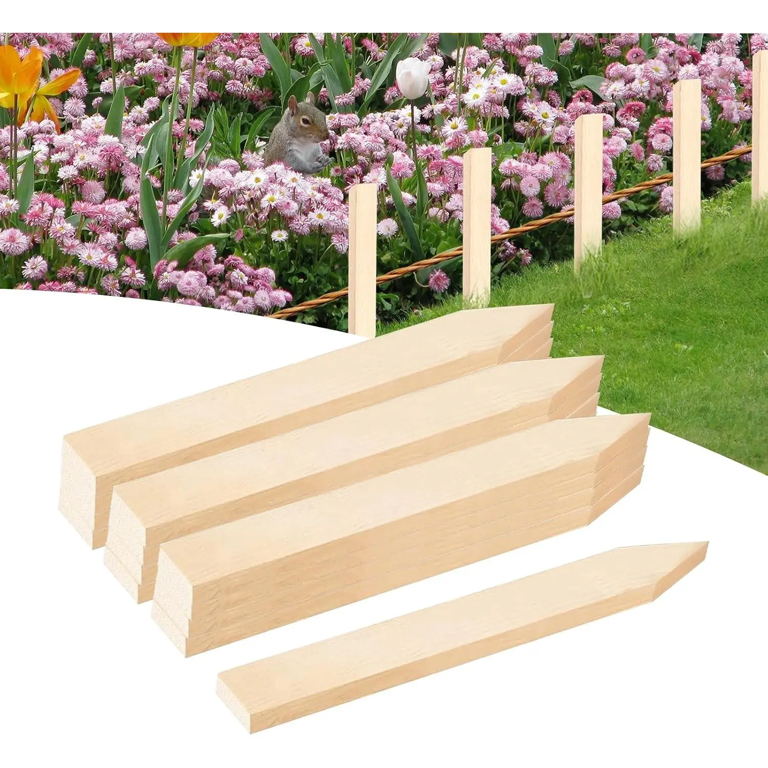25 Pcs Wood Stakes 12 Inch Wooden Garden Stakes, Grade & Survey Stakes Sign Posts for Plant Support, Silt Fence, Yard Marking, Farm Boundaries, and Baselines