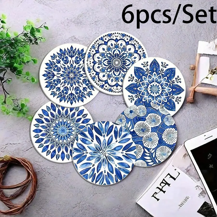 6 Pack Minimalist Silicone Coaster Set Art Pattern Heat Insulation Drink Mats Non Slip Waterproof Cup Pads Decor For Dining Table Coffee Mugs Teacups Home Kitchen Cafe Table Accessories