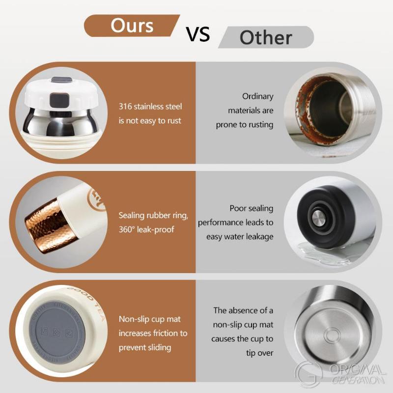 316 Steamer Pressure Thermos 500ml/17oz 12 Hours Hot 12 Hours Cold.