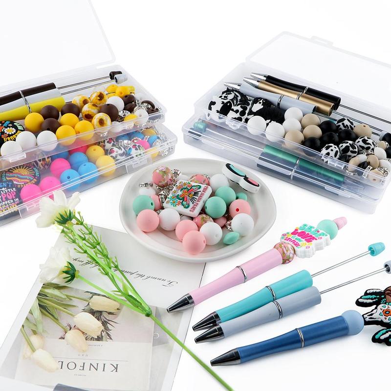 Animal Silicone Focal Beads Set, 54pieces/Box Printed Round and Lentil Beads, DIY Jewelry and Pen-Making Kit