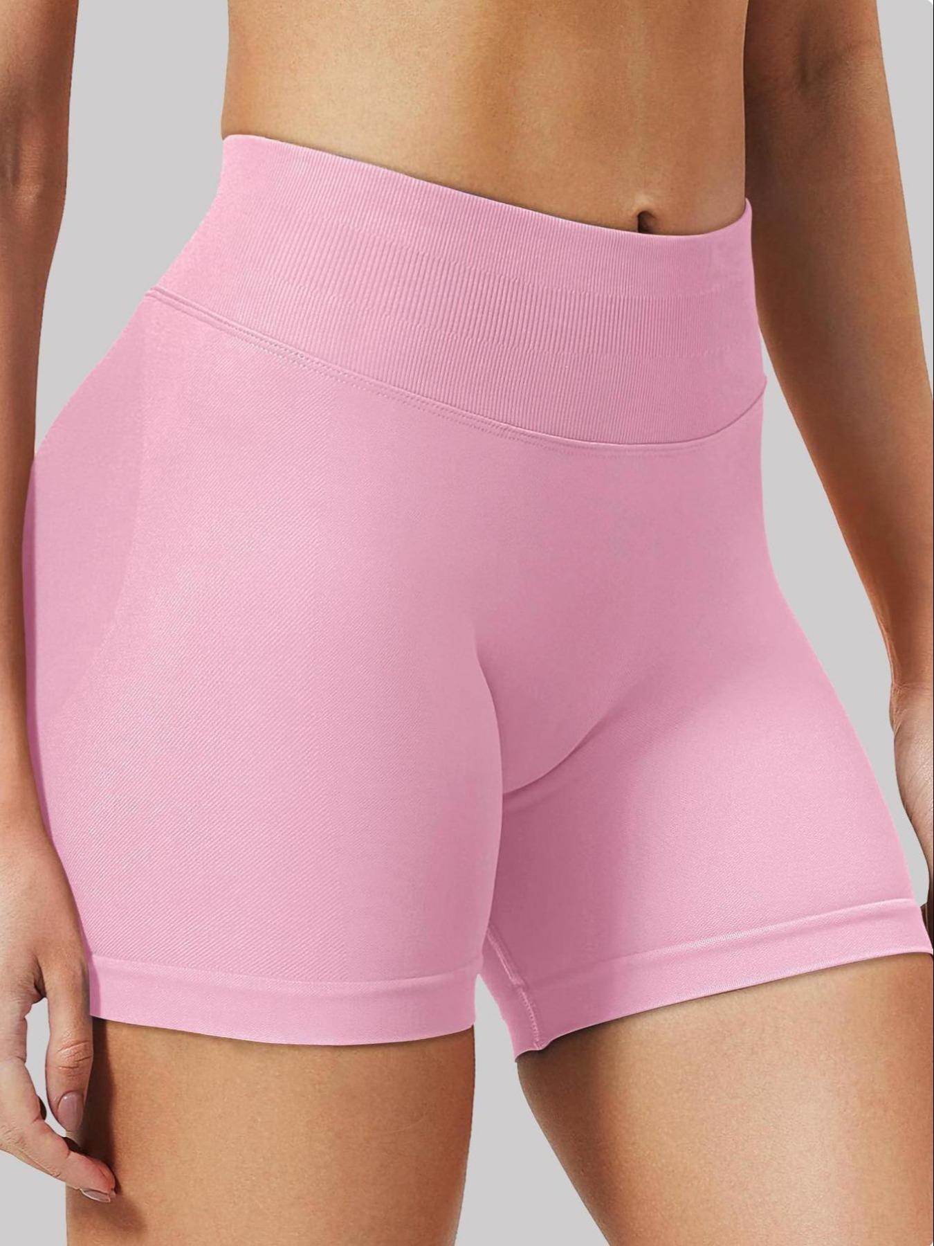 Women's Solid Color Seamless Gym Shorts, High Stretch Yoga Shorts, Workout Bottoms, Ladies Sportswear for Indoor Outdoor Wear