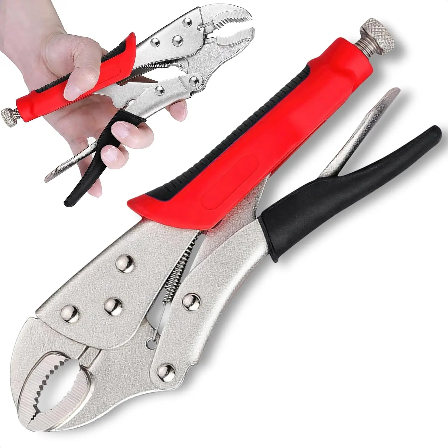 Locking Pliers 8 Inch Heavy Duty – Adjustable Vice Grips Pliers with Anti-Slip Rubberized Plastic Handles, Alloy Steel Curved Jaw &  Locking – for Plumbing, Welding, Automotive & Woodworking