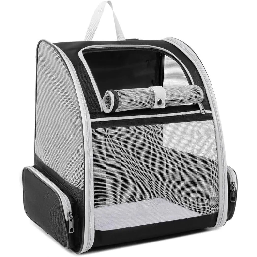 Cat Backpack Dog Backpack Carrier for Small Dogs and Medium Cat up to 15lbs, Travel Pet Carrier for Puppy Kitten Bunny, Cat Dog Carrying Backpack Collapsible (Black)