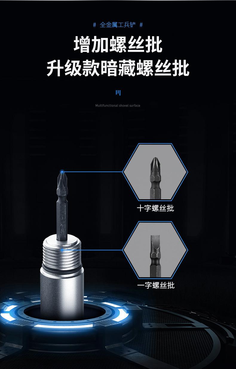 Multifunctional Camping Shovel Folding Shovel Outdoor Survival Tool Suitable for Hiking Fishing Vehicle Emergencies with Serrated Edge