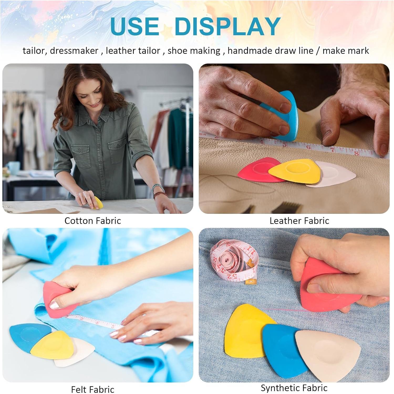 4 Pack Tailors Chalk, Sewing Chalk for Fabric, Professional Washable Triangle Fabric Marker for Quilting, Crafts, Sewing Supplies Accessories