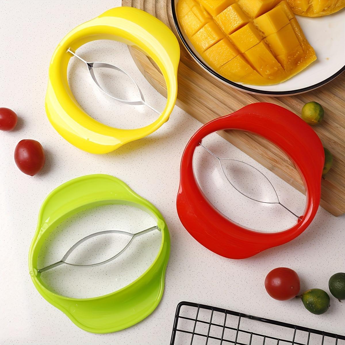 Stainless Steel Mango Slicer, Easy-To-Use, Curved Blade for Perfect Cuts, Manual Kitchen Tool, Mango Pit Remover, Ideal for Cooking