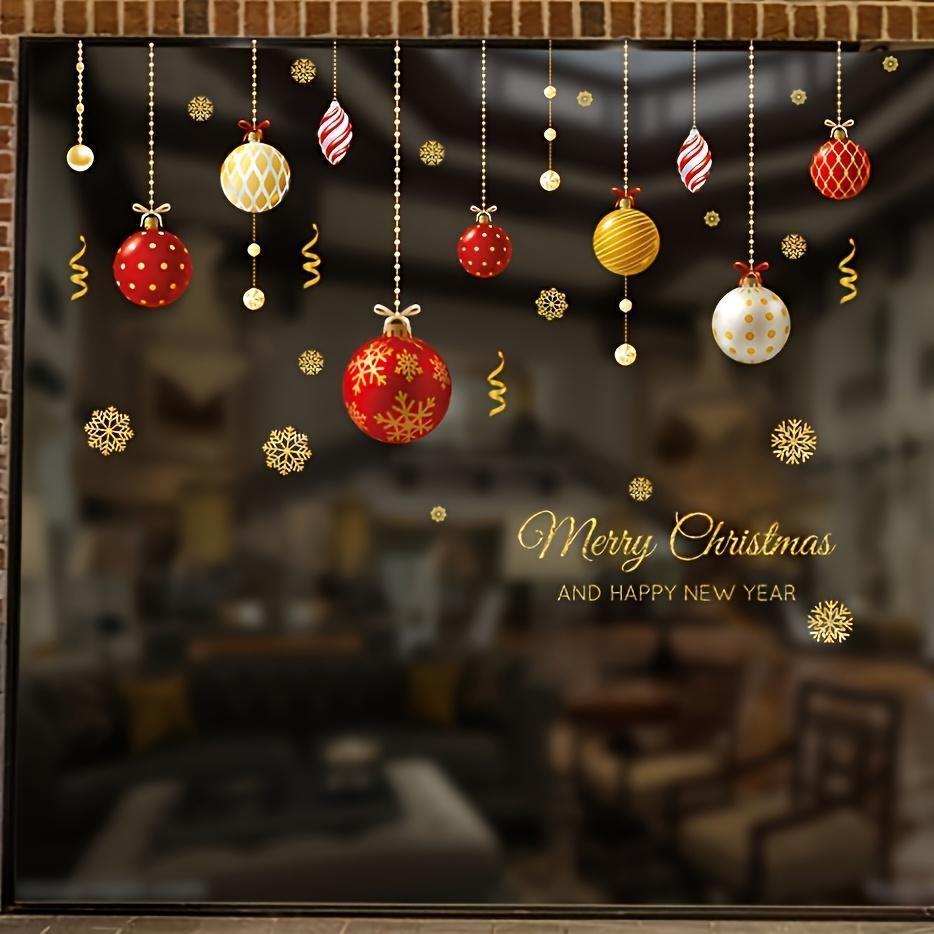 1pc Reusabl Window Stickers - Cartoon Snowflake & Merry Christmas Decals,White & Red DIY Holiday Decor for Glass Doors & Windows