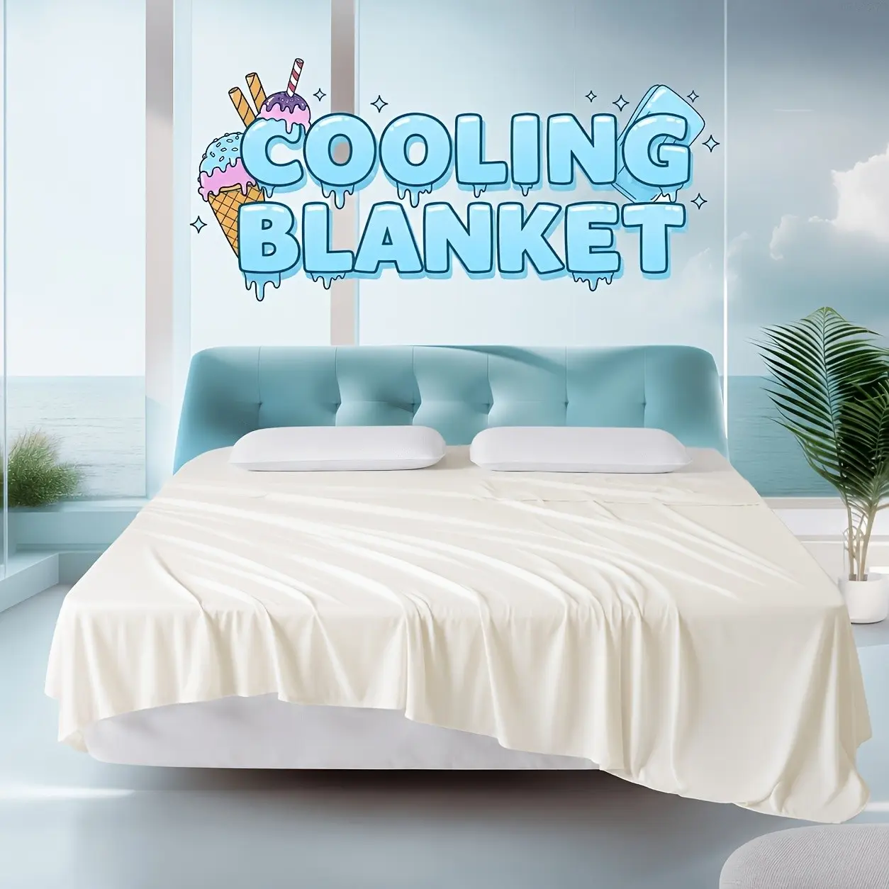 Summer Cool Feeling Cooling Blanket 1 Pack, Ultra Soft Breathable Air Conditioning Quilt, Portable Lightweight Skin Friendly Bed Cover for Indoor Bedroom Office Outdoor Camping Car