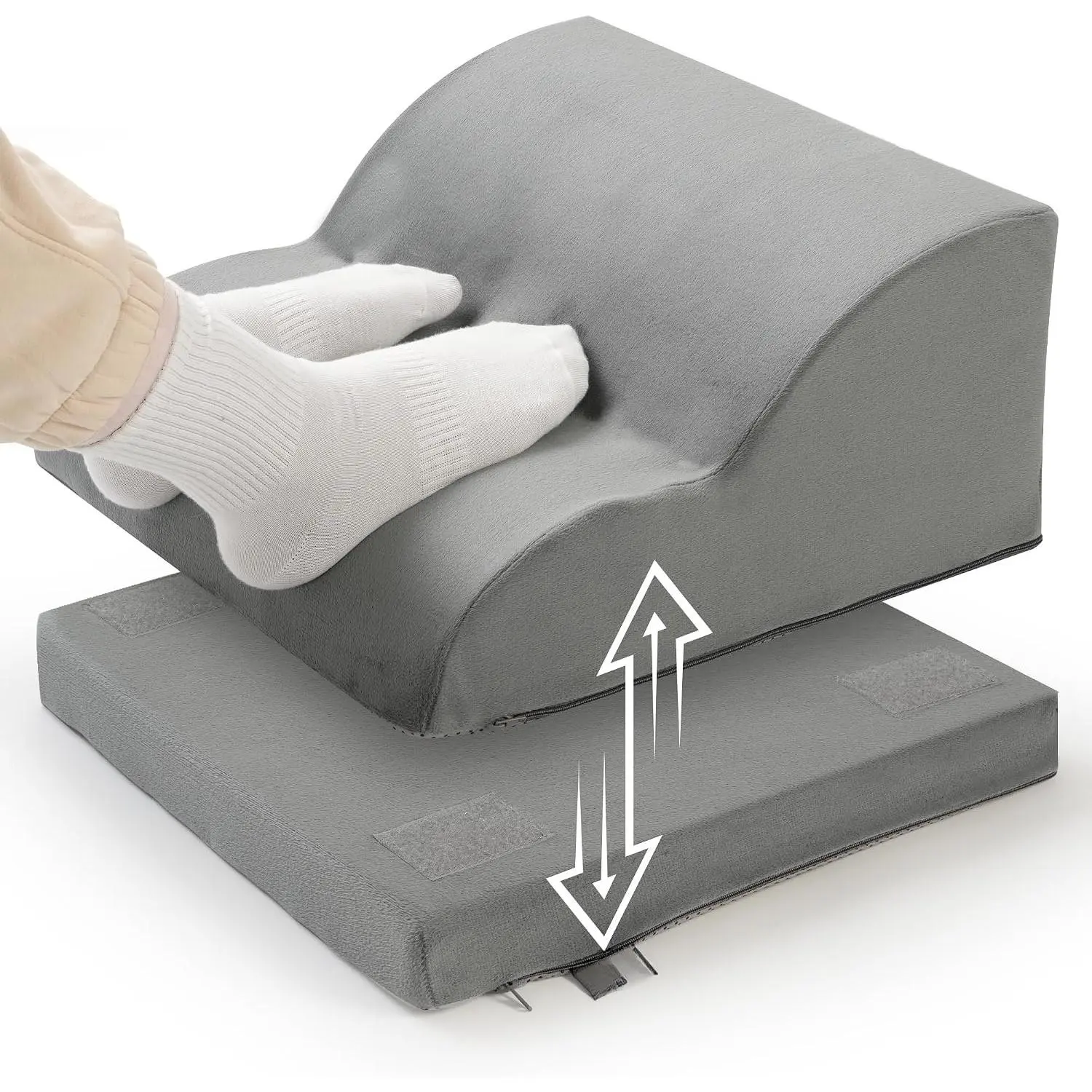 Foot Rest Under Desk for Office,  Adjustable Footrest with Washable Cover, Soft Desk Foot Stool for  Office, Work, Gaming, Long Sitting, Gray