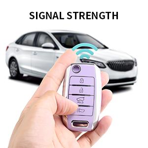 for Kia Key Fob Cover Special Key Fob Case Cover Holder for Kia Kia Rio Optima Soul Sportage Sorento Carens Accessories Smart Keyless Remote Key Protector, Purple
