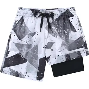 5-16T Boys Swim Trunks with Compression Liner Summer Beach Quick Dry Swimsuit Bathing Suit(Gift)