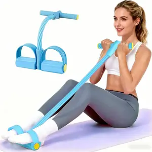 Portable Pedal Resistance Band Trainer, Multifunction 6-Tube Elastic Pull Rope for Home Workout, Stretching & Fitness