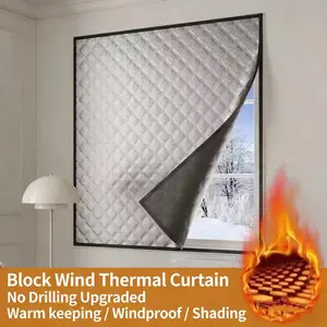 Winter Windproof Insulating Curtain, Thickened Thermal Barrier, Self-Adhesive Magic Tape Installation, Energy Saving Window Cover