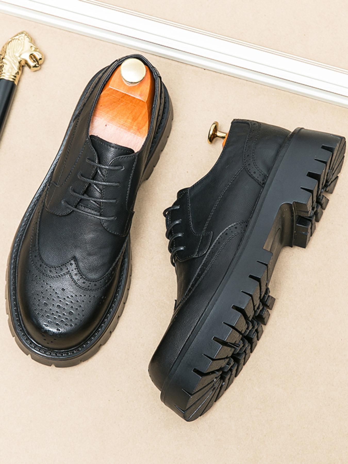 Men's Fashionable Lace Up Front Brogue Design Shoes, 2024 New Style Casual Comfortable Pu Leather Shoes for Daily Wear, Business Style Shoes for Men