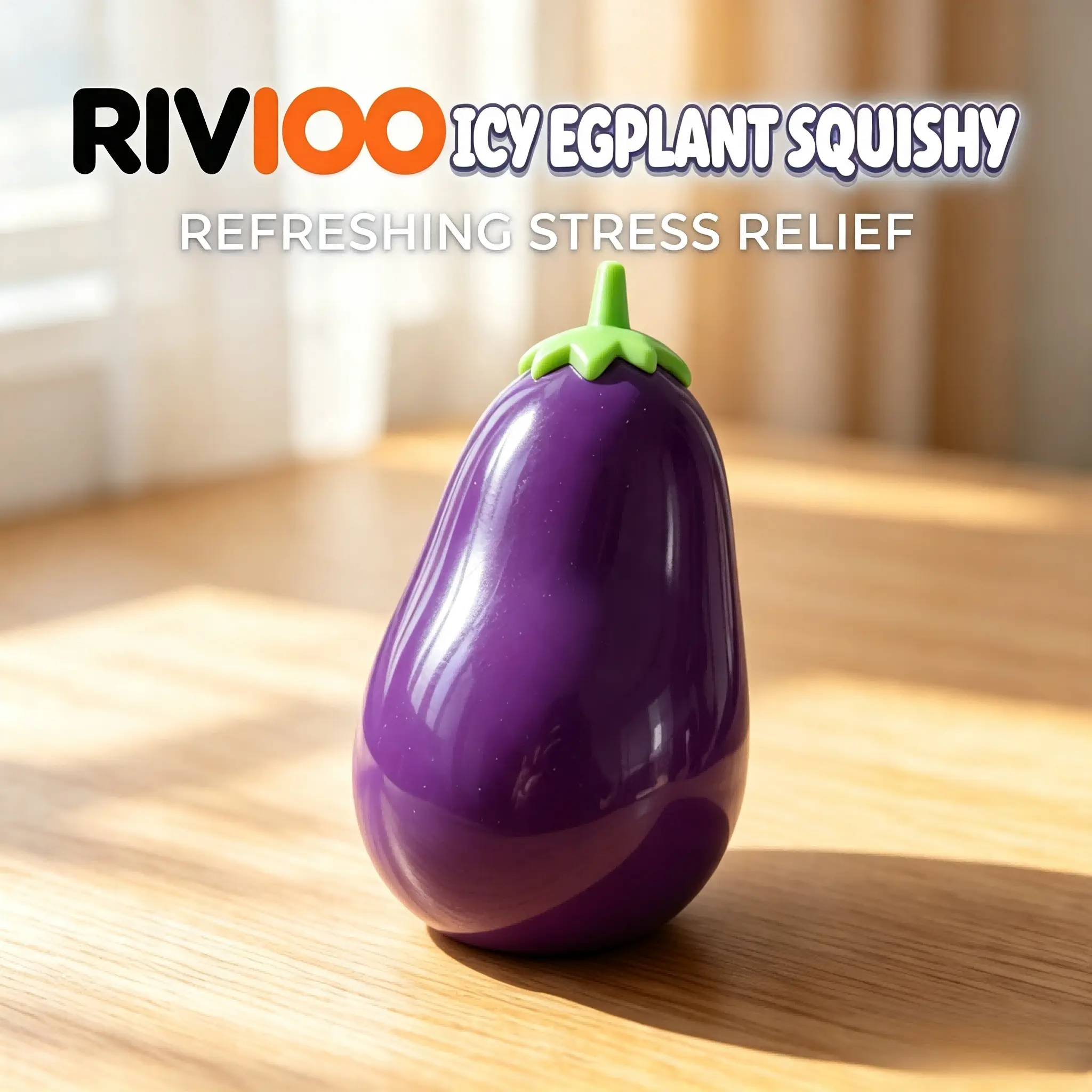 RIVIOO Cross-border Creative Large Eggplant Squishy Toy, Slow Rebound TPR Flour Squeeze Toy, Portable Indoor Leisure Fidget Toy, Stress Relief Decompression Artifact
