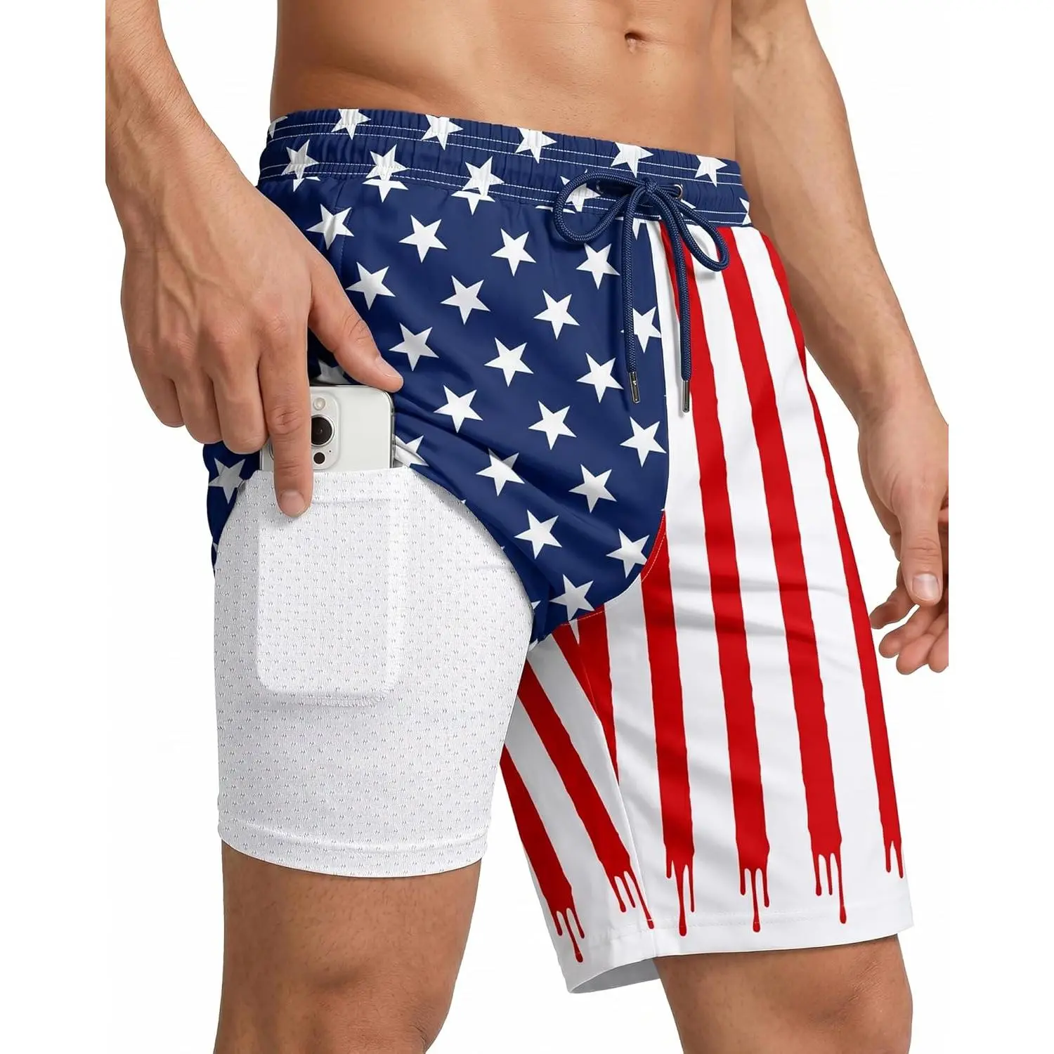 Men's Swim Trunks - 9 In Breathable Compression Liner, Quick Dry, Adjustable, Full Coverage, Zippered Pockets Swim Wear for Beach, Gym