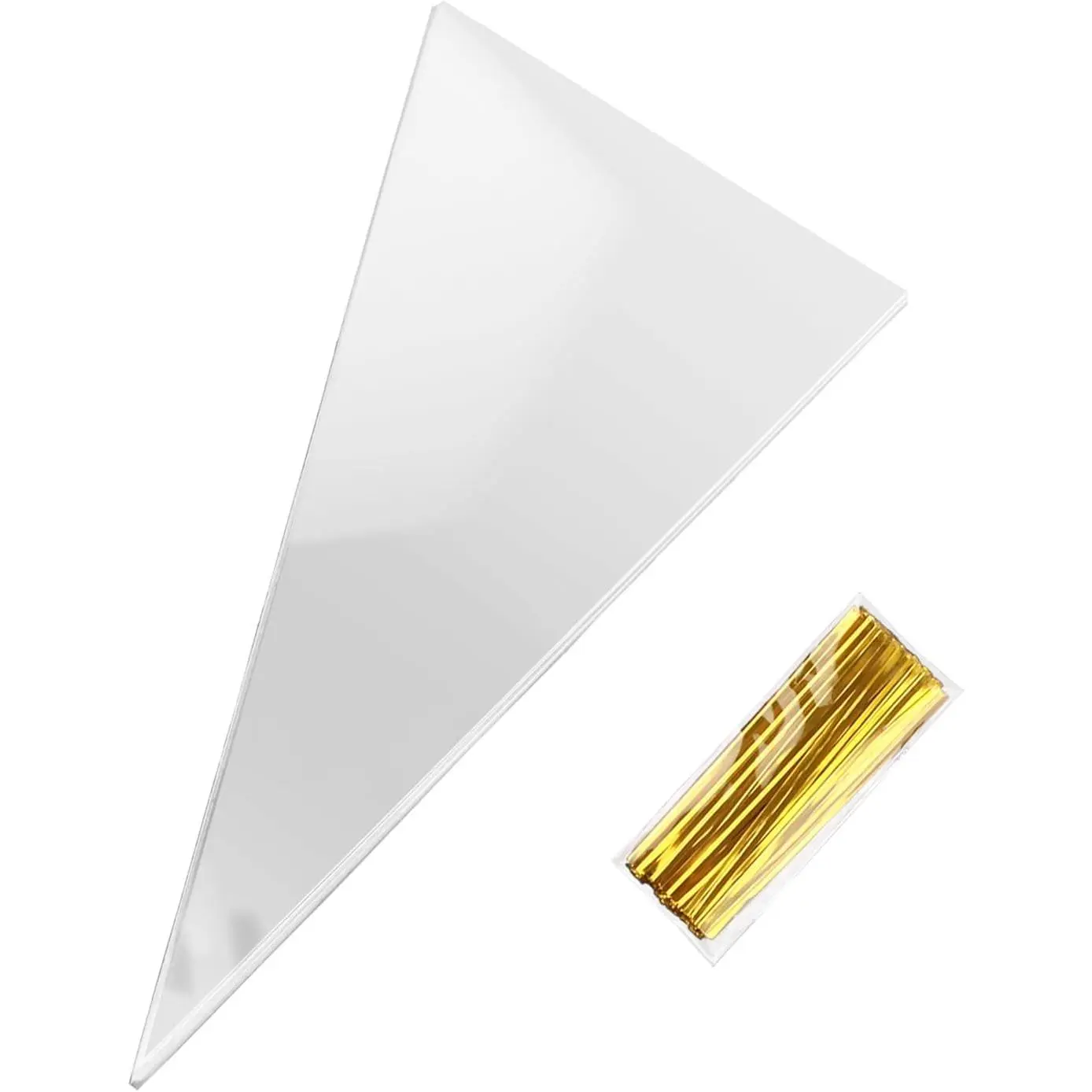 100 Pack Cone  Bags, 5x10 Inch OPP Transparent Snack Bags, Ideal for   Wrapping and Candy Packaging