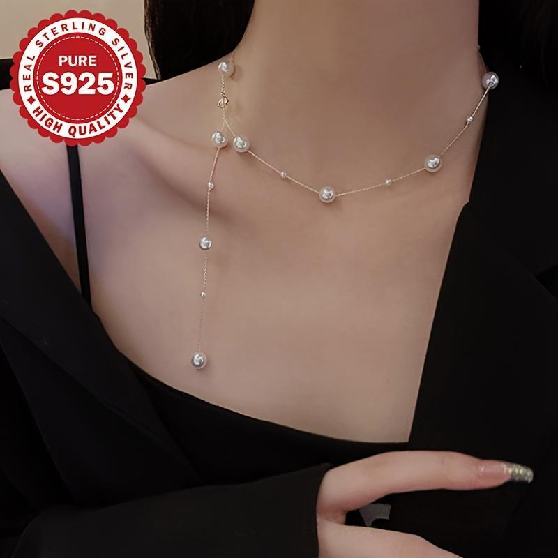 A Necklace Made of Small Shell Pearls, Crafted from S925 Sterling Silver, Offers Four Different Ways to Wear It. It'S Suitable for Parties And Weddings, Exuding a Noble And Elegant Charm, Perfect for High-End Gifts on Thanksgiving And Valentine'S Day.