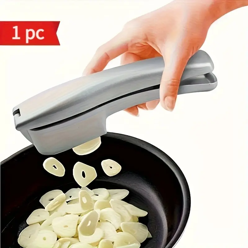 1pc Garlic Chip and Paste Combined Garlic Press Multi-functional Garlic Slicer Household Garlic Slicer Home Kitchen Use Kitchen Utensils Gadgets Kitchen Small Tool Superpowerful Aluminum Alloy With Black Cleaning Sheets