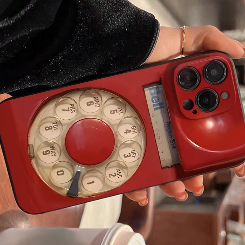 Vintage Telephone Pattern Phone Case, Retro Design Cellphone Protective Cases, Shockproof Mobile Phone Cover,phone Case Suitable for Iphone11/12/13/14/15/16/17 Pro Promax Air Plus.