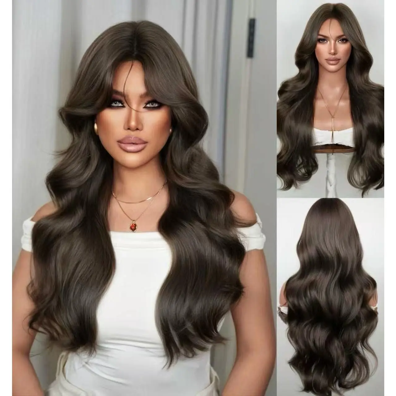 28 inch wig,coffee brown,milk coffee brown,ash coffee brown,neutral brown