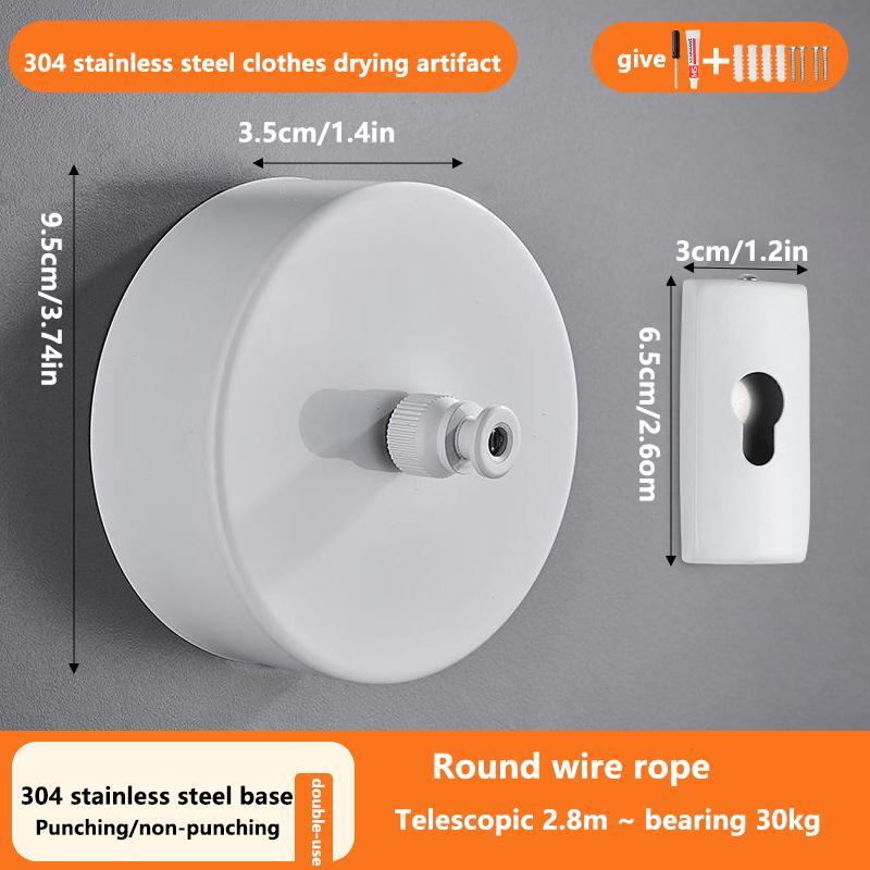 Stainless Steel Washing Line, 1 Count Wall Mounted Retractable Clothes Line, Indoor & Outdoor Clothes Line, Laundry Tools & Accessories