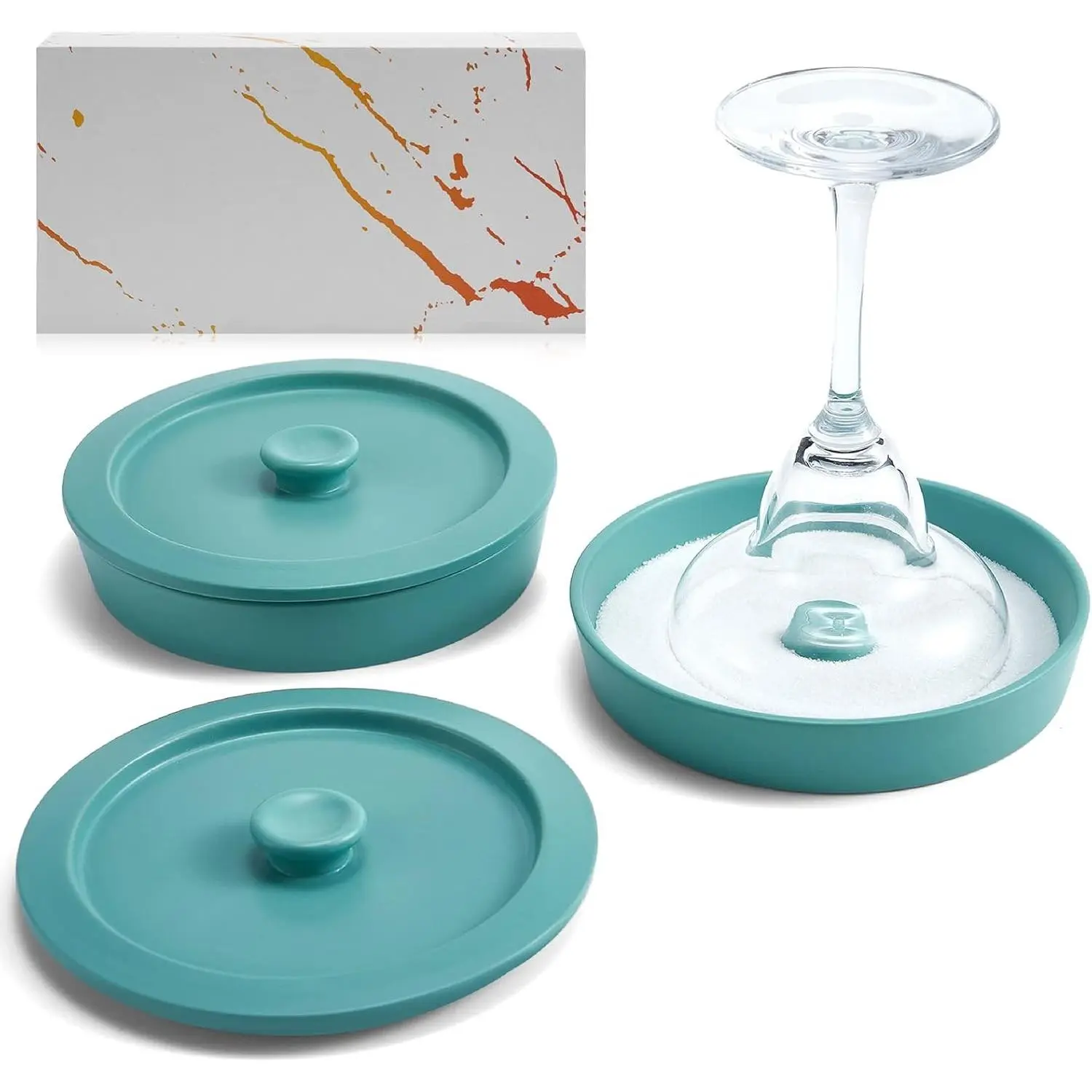 Ceramic Margarita Salt Rimmer Set, Sugar & Tajin Glass Rimmer for Cocktails