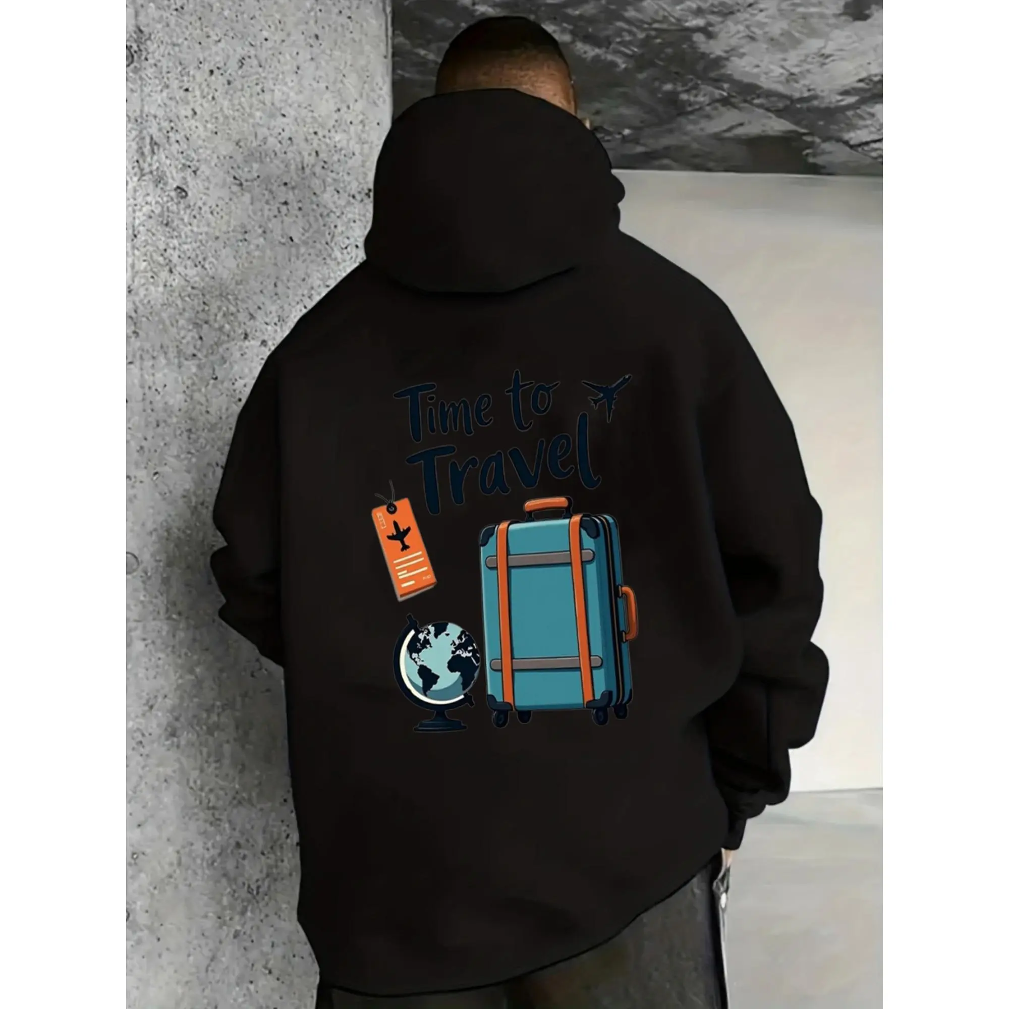 back to school hoodie,early fall hoodie,Men Casual Hooded Sweatshirt For Spring & Autumn, Handsome Pullover Hoodie For Young Guys