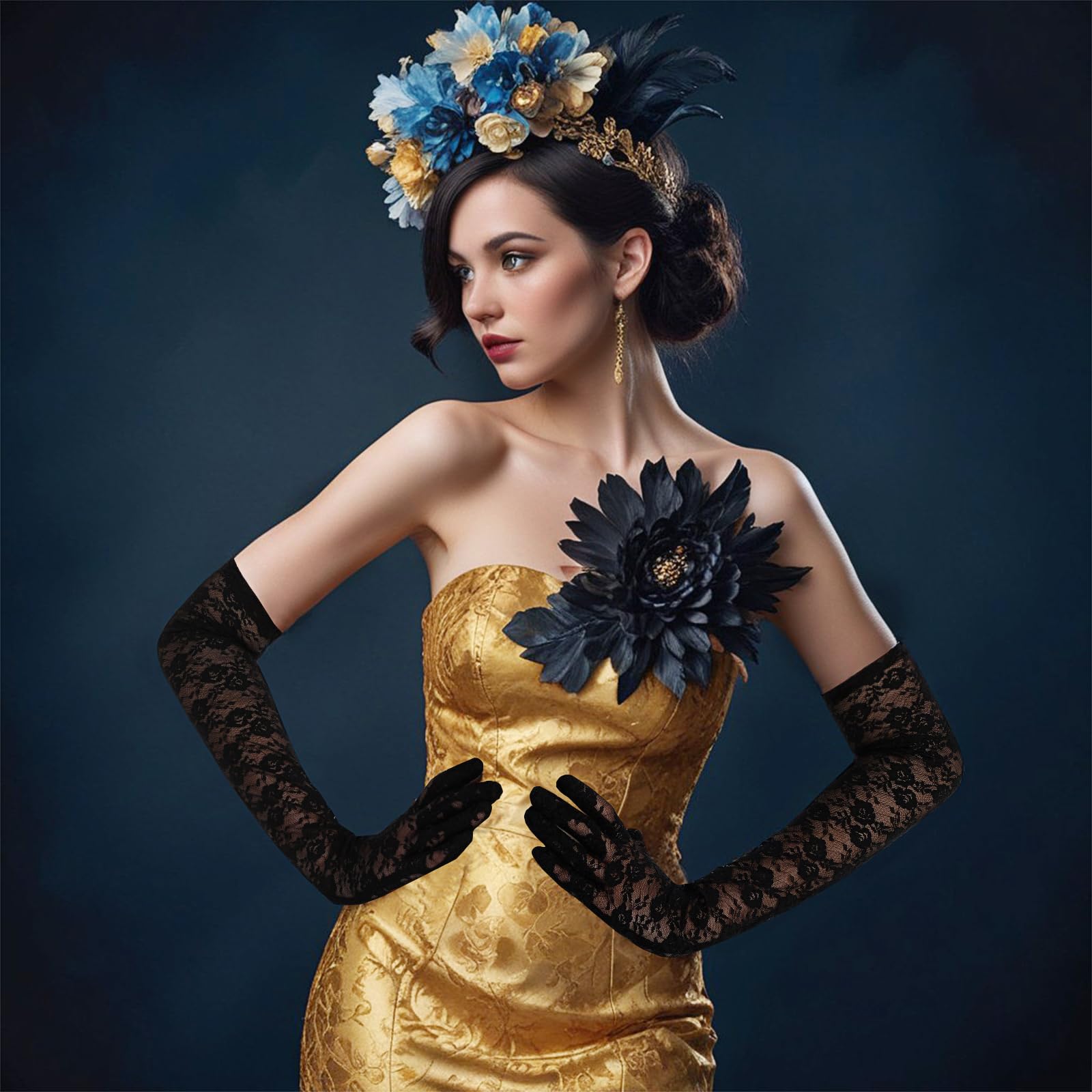 Elegant Tea Party Gloves - Women's Long Lace Mittens For Dress Cocktail Opera Parties