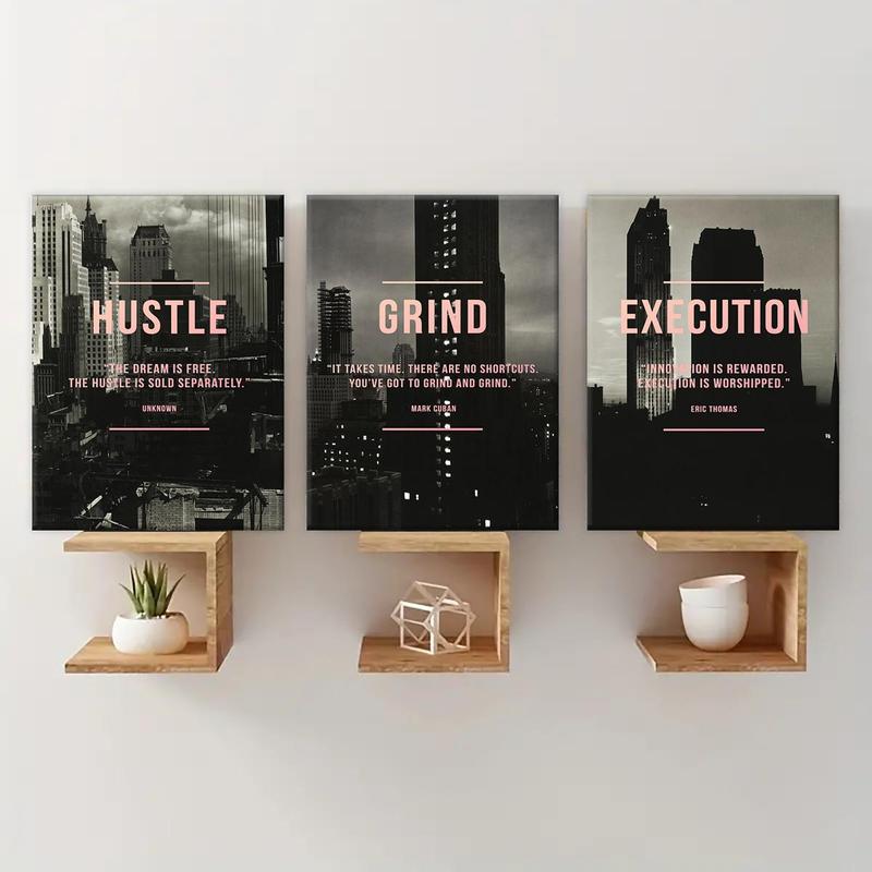 Wooden Framed Canvas Painting, 3 Counts/set Urban Inspirational Letter Decorative Painting, Modern Art Poster for Office Home Dormitory Dining Room Bar, Wooden Wall Art Wooden Framed Canvas Painting, 3 Counts/set Urban Inspirational Letter Decorative Painting, Modern Art Poster for Office Home Dormitory Dining Room Bar, Wooden Wall Art