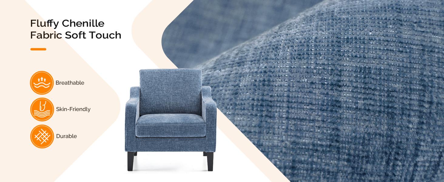 VINGLI Chair Upholstered Chenille Accent Chair for Living Room, Bedroom, Mid-Century Modern Arm Chair Comfy Reading Chair with Scooped Arms VINGLI Chair Upholstered Chenille Accent Chair for Living Room, Bedroom, Mid-Century Modern Arm Chair Comfy Reading Chair with Scooped Arms