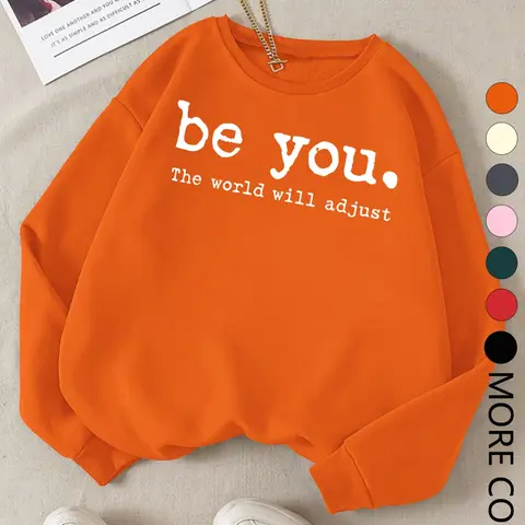 100% Polyester Letter Print Sweatshirt Pullover Crewneck, Casual Fitted Long Sleeve, Breathable Comfort, Women's Fall Winter Fashion, Daily Wear, Casual Cozy Sweatshirt, Casual Pullover Tops